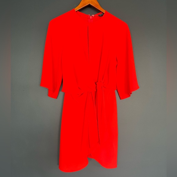 TOPSHOP, red/orange, short flowy dress US size 2 - Picture 1 of 2